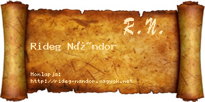 Rideg Nándor névjegykártya